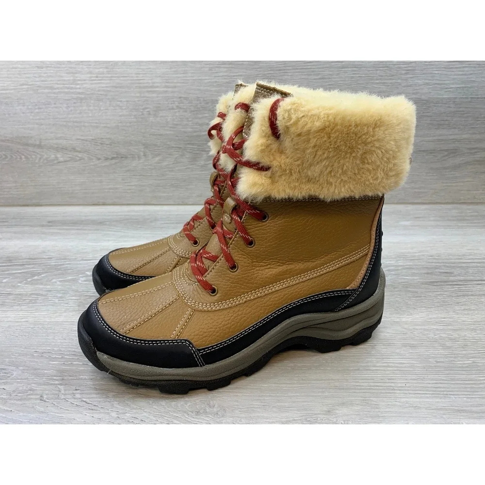 Clarks Collection Women's 8.5 Tan Leather Faux Fur Waterproof Duck Boots